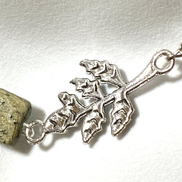 2/$20 Dark Green Serpentine Leaf Branch Necklace,Genuine Gemstone StainlessChain - Picture 7 of 13